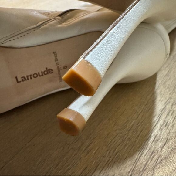 Larroude Kate Over The Knee Point Toe Boot Ivory Leather Stiletto Size 6 - Picture 11 of 17